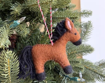 Felt Horse Ornament - Wool Fair Trade Handmade Christmas Nepal