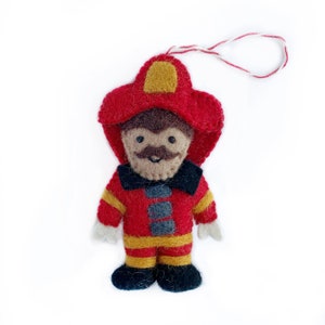 Fireman Ornament - Felt Wool Fair Trade Handmade Christmas Nepal