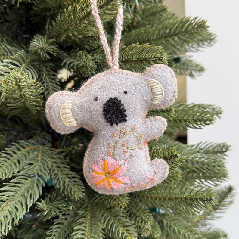 Koala Embroidered Wool Christmas Ornament