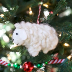 Sheep Ornament - Felt Wool Fair Trade Christmas Ornament Handmade in Nepal