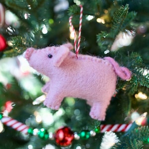 Pig Ornament - Felt Wool Fair Trade Christmas Decor Handmade in Nepal