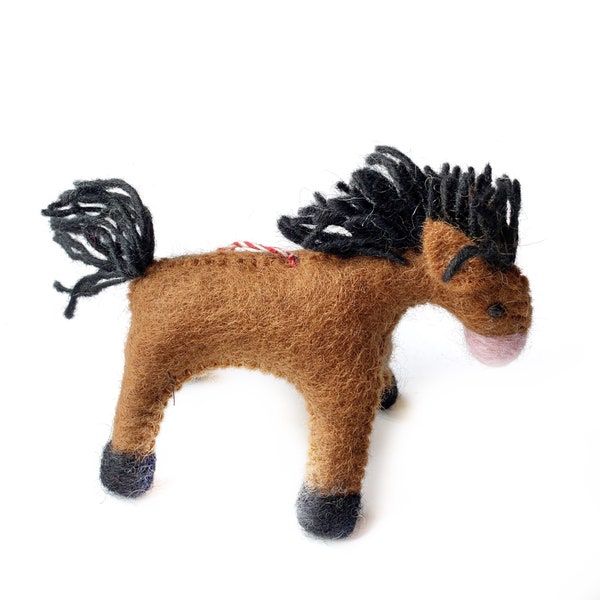 Felt Horse Ornament - Wool Fair Trade Handmade Christmas Nepal