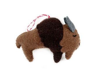 Bison Christmas Ornament - Felt Wool Fair Trade and Handmade in Nepal