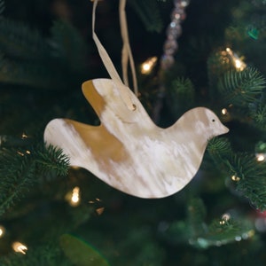 Cow Horn Dove Ornament, Fair Trade Sustainable Christmas Decor from Uganda, East Africa