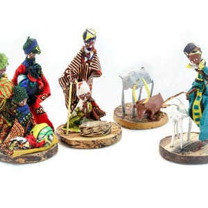 African Figurine Kitenge Nativity Set Handmade Fair Trade Uganda