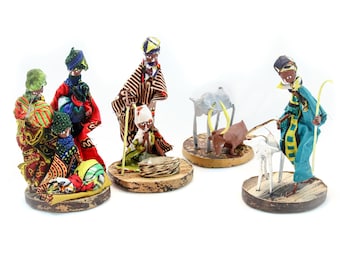 African Figurine Kitenge Nativity Set Handmade Fair Trade Uganda