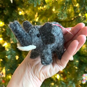 Elephant Ornament - Fair Trade Felt Wool Christmas Decor Handmade in Nepal image 3