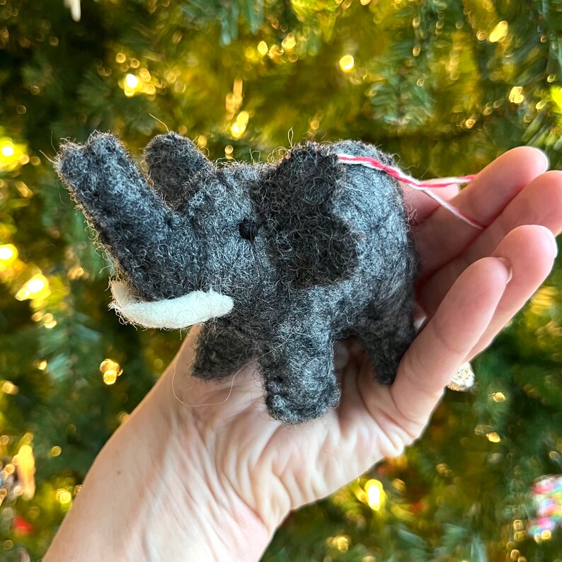 Elephant Ornament - Fair Trade Felt Wool Christmas Decor Handmade in Nepal image 3
