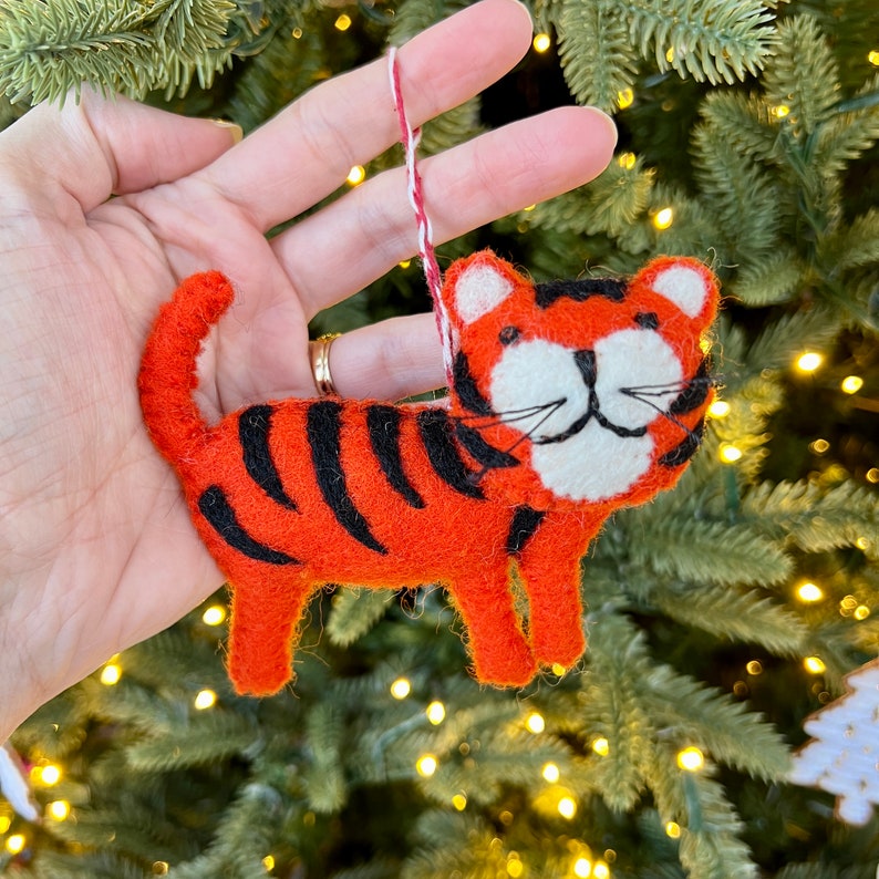 Tiger Ornament Cute Felt Wool Fair Trade Handmade Christmas Decor image 5