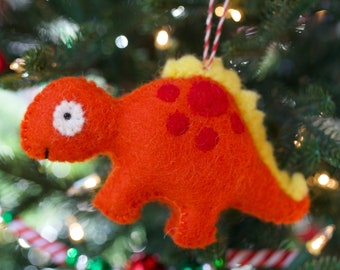 Felt Dinosaur Ornament, Stegosaurus - Wool Fair Trade Handmade Christmas Nepal