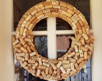 Half Stacked Wine Corks Wreath; Large Size