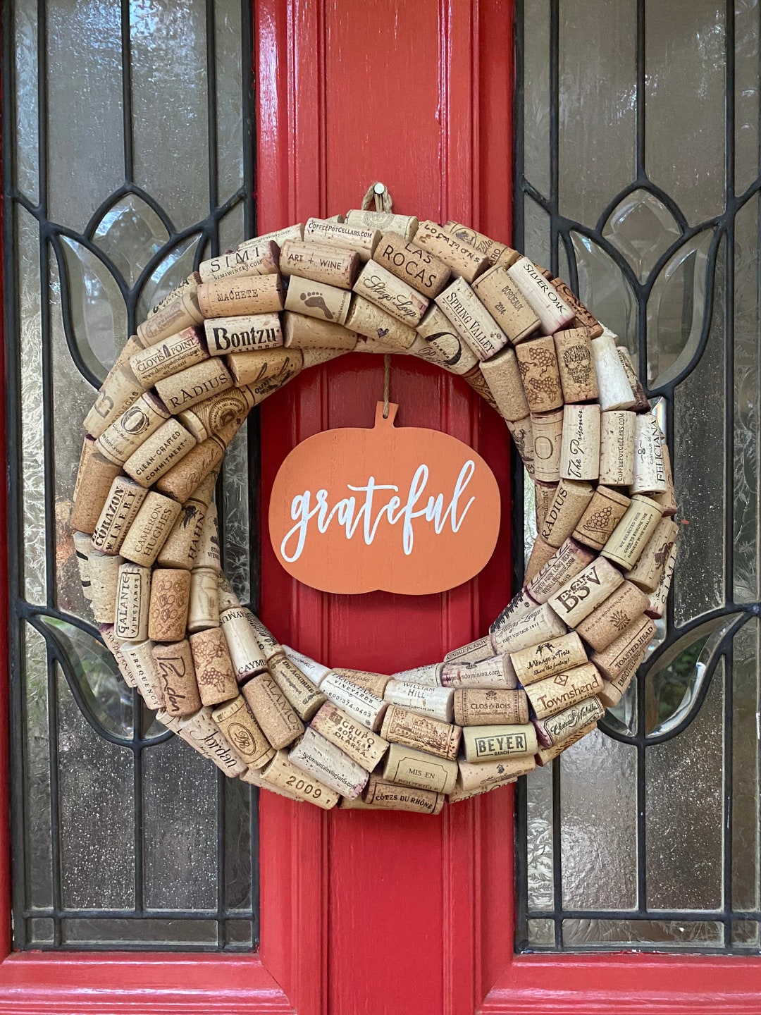 Always Grateful Timeless Spiral Wine Cork Wreath - Etsy 