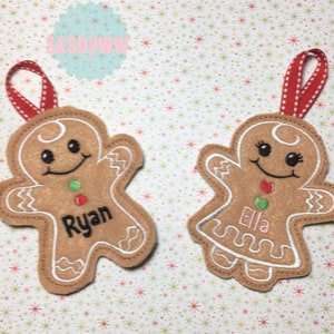 Personalized embroidered gingerbread ornament- individual