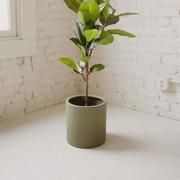 Large Planter - Olive Green - Indoor + Outdoor Pot - 8 inch, 12 inch, 16 inch + 20 inch - Minimalist Home Decor
