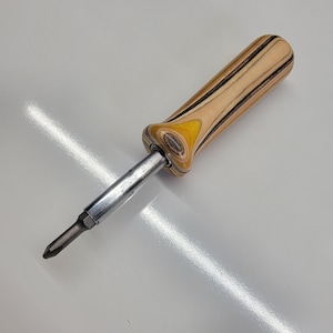 6-in-1 Screwdriver Recycled Skateboards Wood Handmade Yellow Black