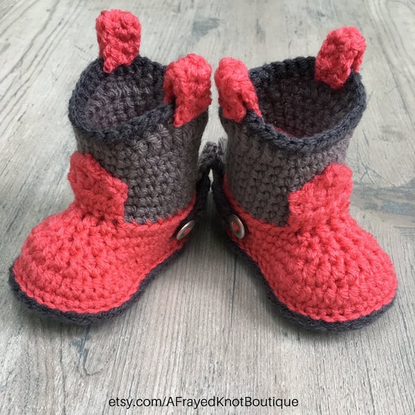 Baby Cowboy Booties with Spurs, Crochet PATTERN, Baby Cowboy Boots, Baby Booties, Gift for Baby