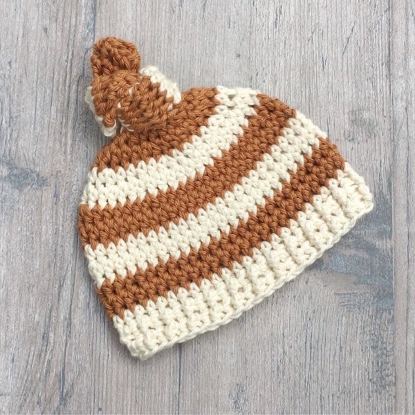 Top Knot Baby Hat Crochet Pattern- Baby Hat- Baby Clothes- Newborn Hat- 0-3 Months- Baby Beanie