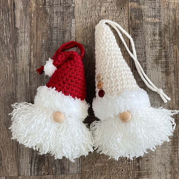Santa and Gnome Ornaments Crochet PATTERN, Christmas Decorations, Crochet Ornaments, Video Tutorial Included