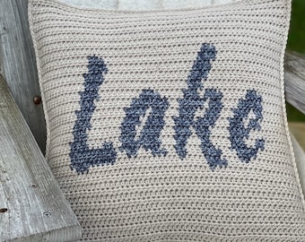 Lake Pillow Crochet Pattern with Graph- Pillow Cover- Statement Pillow- Throw Pillow- Farmhouse- Urban Modern- Shabby Chic