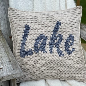 Lake Pillow Crochet Pattern with Graph- Pillow Cover- Statement Pillow- Throw Pillow- Farmhouse- Urban Modern- Shabby Chic