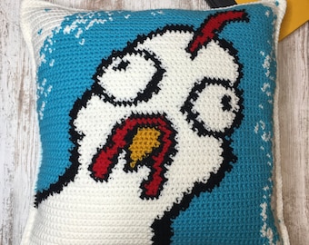 Chicken Pillow Crochet Pattern with Graph- Pillow Cover- Statement Pillow- Throw Pillow- Farmhouse- Urban Modern- Shabby Chic