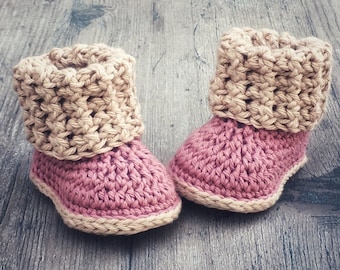 Cuffed Baby Booties Crochet Pattern – Sizes 0-12 Months (PDF Pattern)