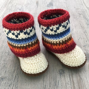 Baby Booties Crochet Pattern/ Baby Booties/ Baby Shoes/ Fair Isle Booties/ Girl Booties/ Boy Booties/ Baby Boots/ Crochet Pattern image 4