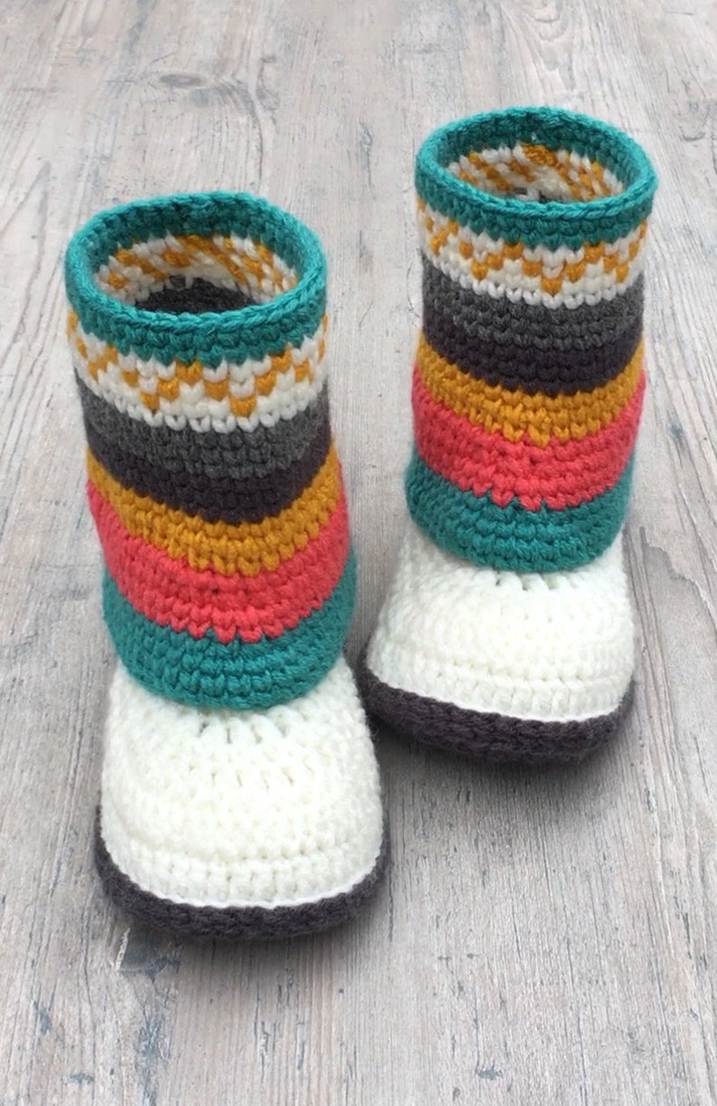 Fair Isle Booties/ Slippers Crochet PATTERN Mommy and Me Booties Matching Shoes 6 Sizes-Baby Booties Adult Boots Southwestern Boots image 5