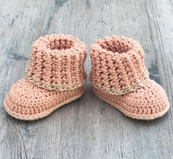 cuffed baby booties crochet pattern
