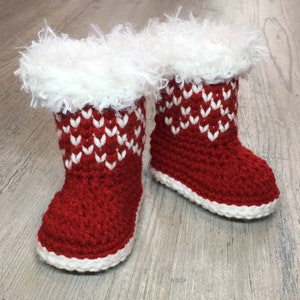 Christmas Baby Booties Crochet Pattern/ Winter Booties Crochet Pattern/ Crochet Pattern Newborn Shoes/ Winter Baby Booties Pattern/ Booties image 3