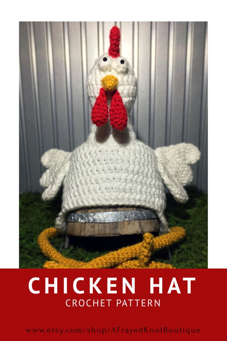 Crochet Pattern Chicken Hat/ Chicken Hat Pattern/ Spring Chicken Hat/ Rooster Hat Pattern/ Chicken Hat Crochet Pattern/ Viral Chicken Hat image 5