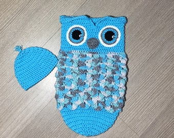 Crochet Pattern: Owl Cocoon, Newborn Sleep Sack (PDF Download)