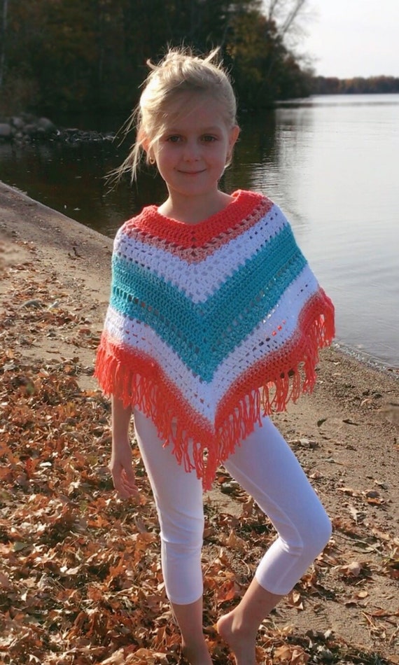 Boho Poncho for Crochet Pattern/ Hippie Poncho for Kids - Etsy