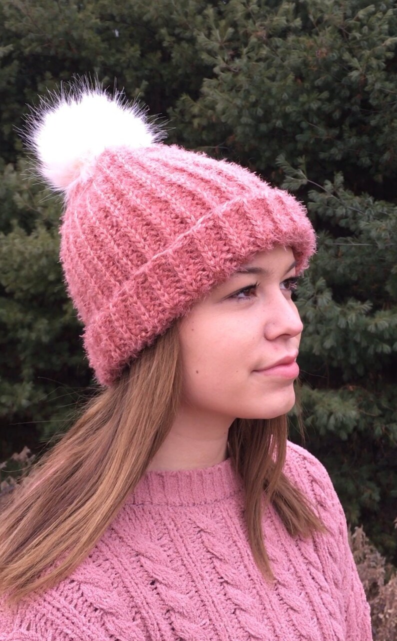 Cuffed Hat With Pom Pom Crochet Pattern/ Winter Hat/ Pom Pom Etsy