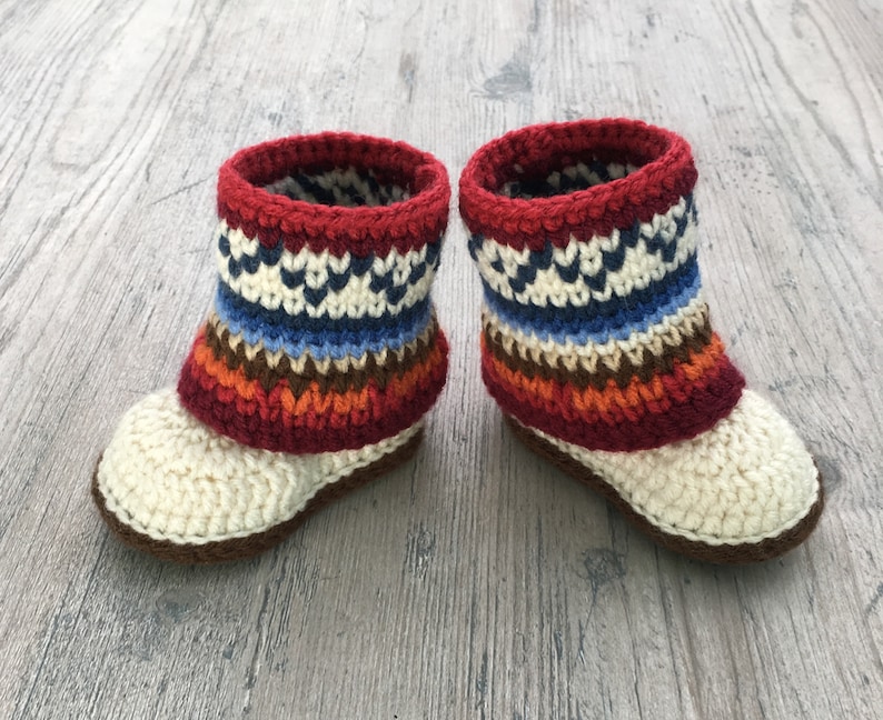 Baby Booties Crochet Pattern/ Baby Booties/ Baby Shoes/ Fair Isle Booties/ Girl Booties/ Boy Booties/ Baby Boots/ Crochet Pattern image 2