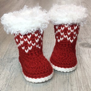 Christmas Baby Booties Crochet Pattern/ Winter Booties Crochet Pattern/ Crochet Pattern Newborn Shoes/ Winter Baby Booties Pattern/ Booties image 2