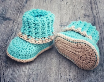 Cuffed Baby Booties, Crochet PATTERN, Sizes 0-12 Months, DIY Baby, Gift for Baby, Includes Revised Pattern