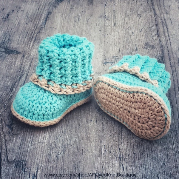 Cuffed Baby Booties, Crochet PATTERN, Sizes 0-12 Months, DIY Baby, Gift for Baby, Includes Revised Pattern