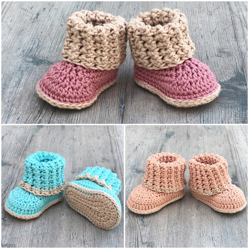 Cuffed Baby Booties Crochet Pattern Sizes 0 12 Months Baby Gift Baby Shower Includes Revised Pattern Includes Video Tutorials image 8