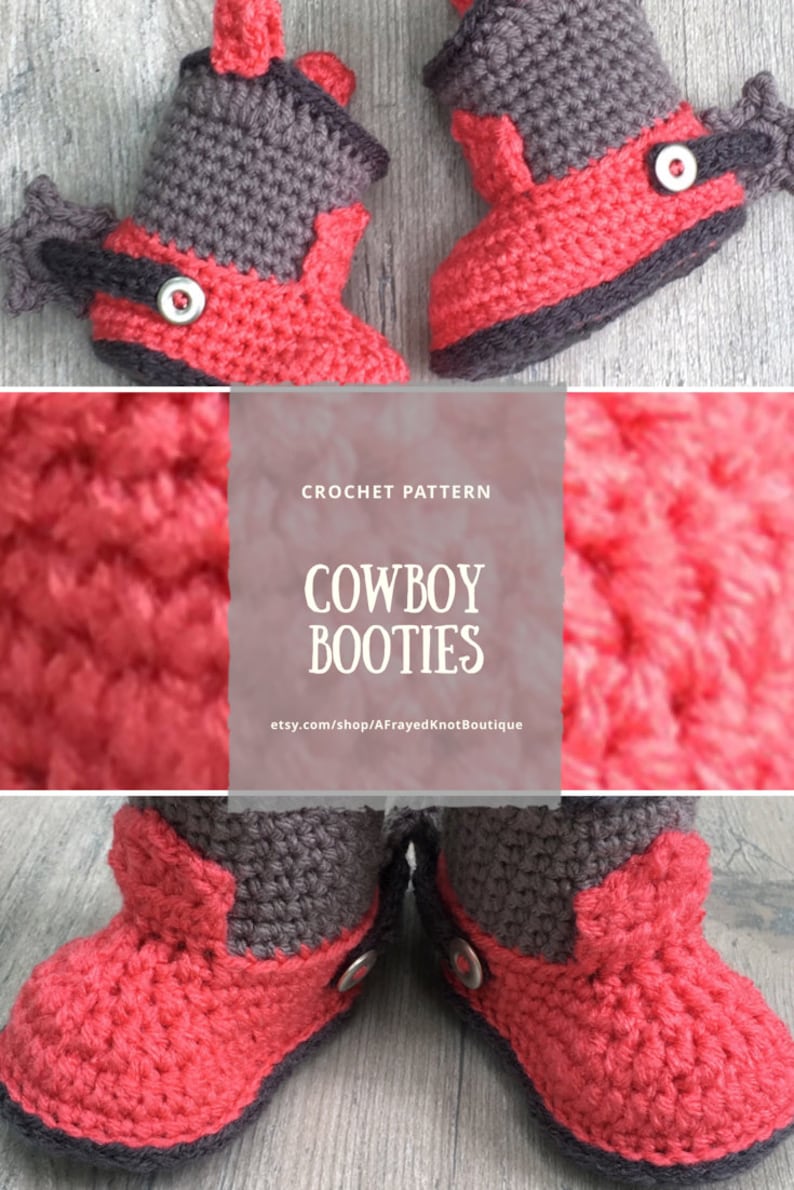 Cowboy Booties with Spurs/ Baby Cowboy Boots/ Baby Cowboy Boots Crochet/ Cowboy Boots Crochet Pattern/ Infant Cowboy Boots Pattern