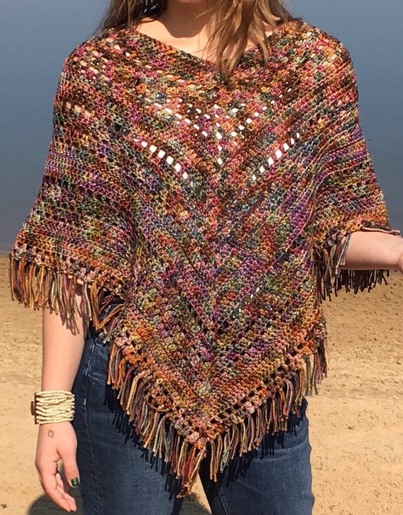 Colorful Poncho Crochet Pattern Etsy Colorful Poncho Crochet Pattern Etsy