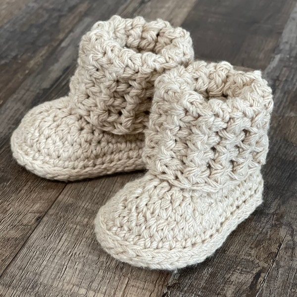 Cuffed Baby Booties Crochet Pattern- Sizes 0-12 Months- Includes Revised Pattern- Best Seller