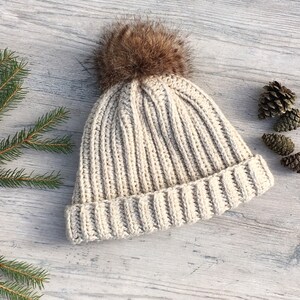 Winter Hat With Pom Pom Crochet PATTERN Can Use Worsted, Bulky, or ...
