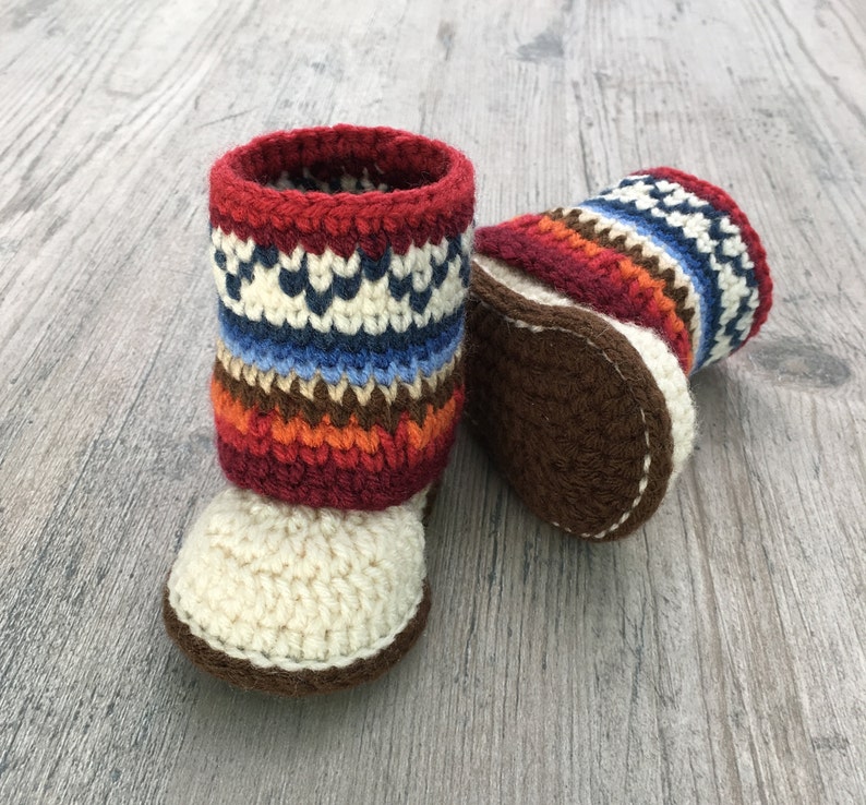 Baby Booties Crochet Pattern/ Baby Booties/ Baby Shoes/ Fair Isle Booties/ Girl Booties/ Boy Booties/ Baby Boots/ Crochet Pattern image 5