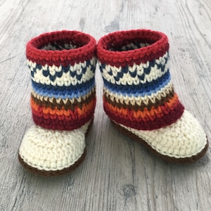 Baby Booties Crochet Pattern/ Baby Booties/ Baby Shoes/ Fair Isle Booties/ Girl Booties/ Boy Booties/ Baby Boots/ Crochet Pattern image 1