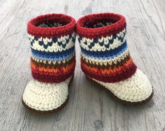 Baby Booties Crochet Pattern/ Baby Booties/ Baby Shoes/ Fair Isle Booties/ Girl Booties/ Boy Booties/ Baby Boots/ Crochet Pattern