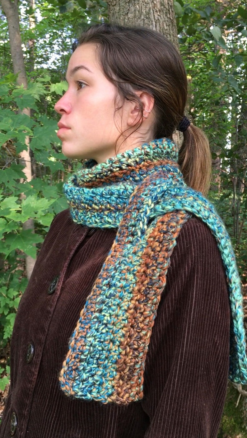 Keyhole Scarf/ Crochet PATTERN/ Slip-through Scarf/ Pull-through Scarf image 1