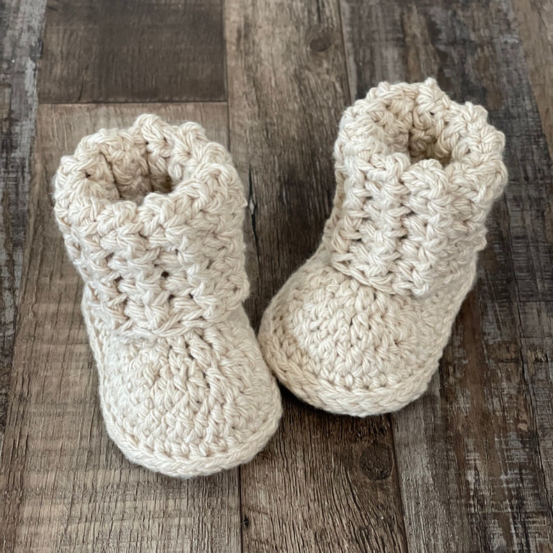 Cuffed Baby Booties Crochet Pattern Sizes 0-12 Months Includes Revised Pattern Best Seller image 3