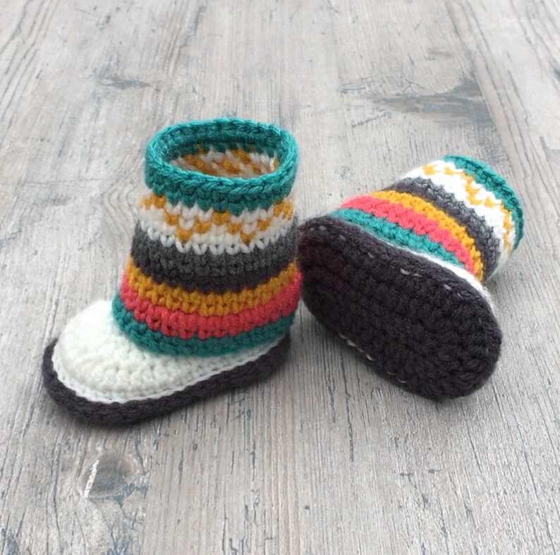 Fair Isle Booties/ Slippers Crochet PATTERN Mommy and Me Booties Matching Shoes 6 Sizes-Baby Booties Adult Boots Southwestern Boots image 4