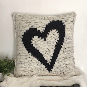 Heart Pillow Crochet Pattern- Pillow Cover- Statement Pillow- Throw Pillow- Farmhouse- Urban Modern- Shabby Chic